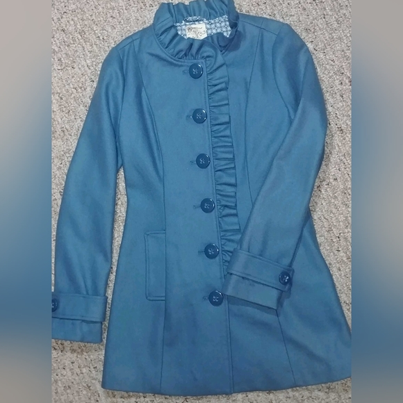 Tulle robin egg blue wool coat - Picture 2 of 11